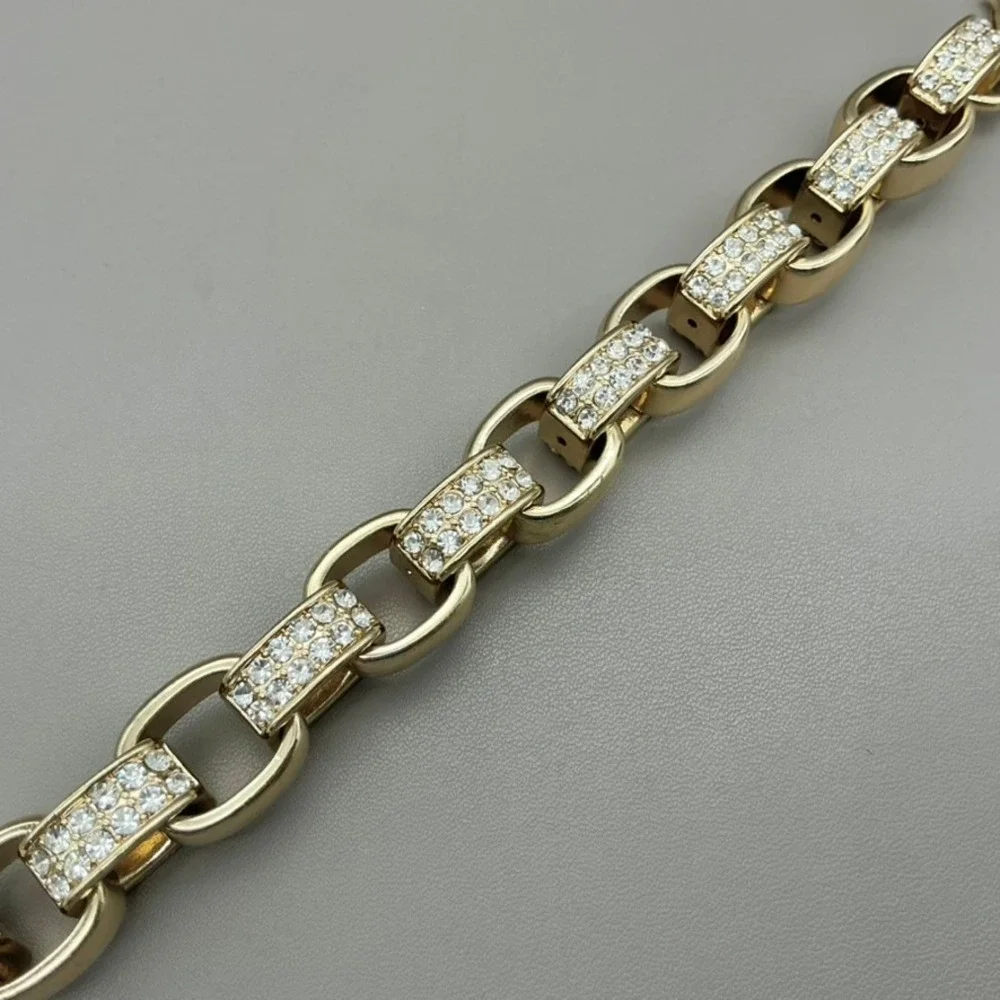 Banana Republic Bracelet Womens Gold Tone Crystal Link Chain Jewelry 7.5 Inch